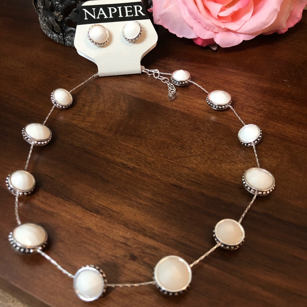 Napier Silver Toned Earring & Necklace Set NWT